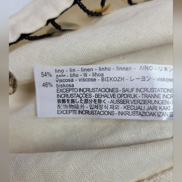 Zara Linen Capiz Shell mini boho beachy Women's Skirt Size S - Picture 12 of 16